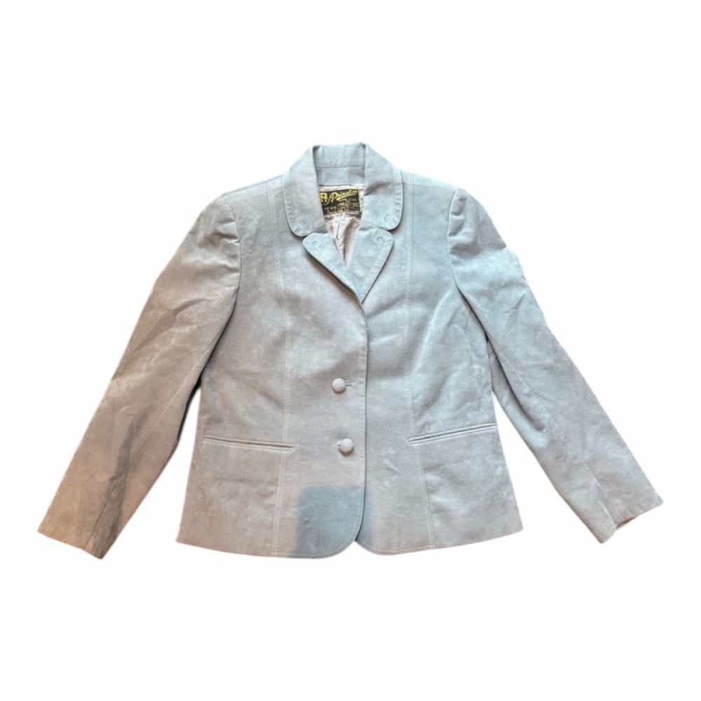 Vintage Light Blue Suede Blazer – Tailored in Hong Kong (M)